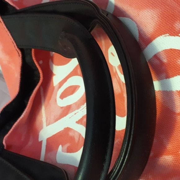 Beautiful pink tye dye with black sides & handles Victoria's Secret tote. - Picture 3 of 4